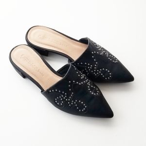 Black studded western mules